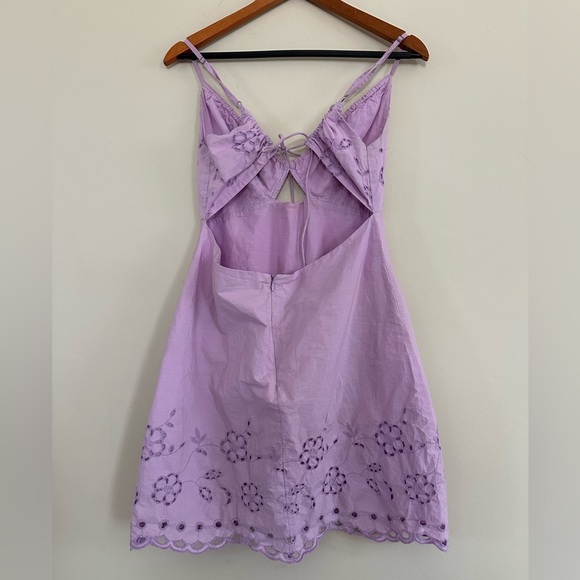 Zara Purple Eyelet Cutout Mini Dress L Open Back Halter Fairycore - Picture 6 of 7